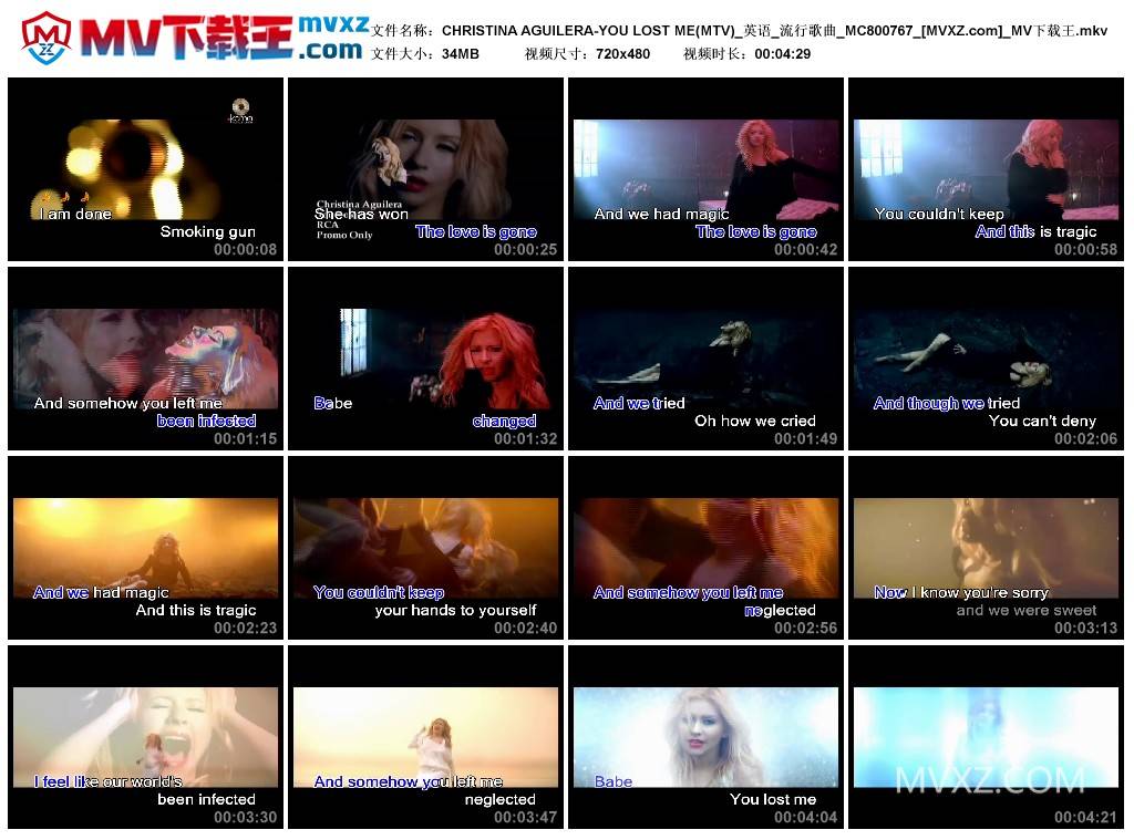 CHRISTINA AGUILERA-YOU LOST ME(MTV)_英语_流行歌曲_MC800767